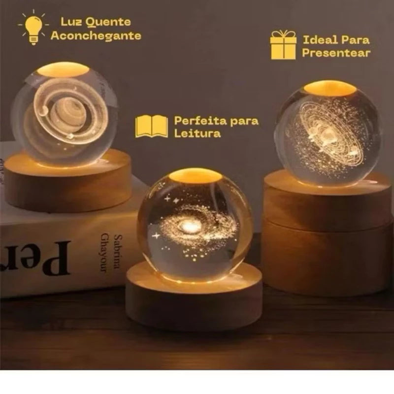 ✨ Luminária Decorativa Globo de LED 3D ✨
