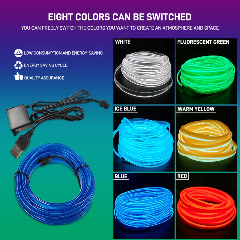 🌈 Fio Neon Flexível de LED 🌟✨