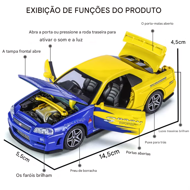 🏎️ Nissan Skyline GTR R34 Escala 1:32