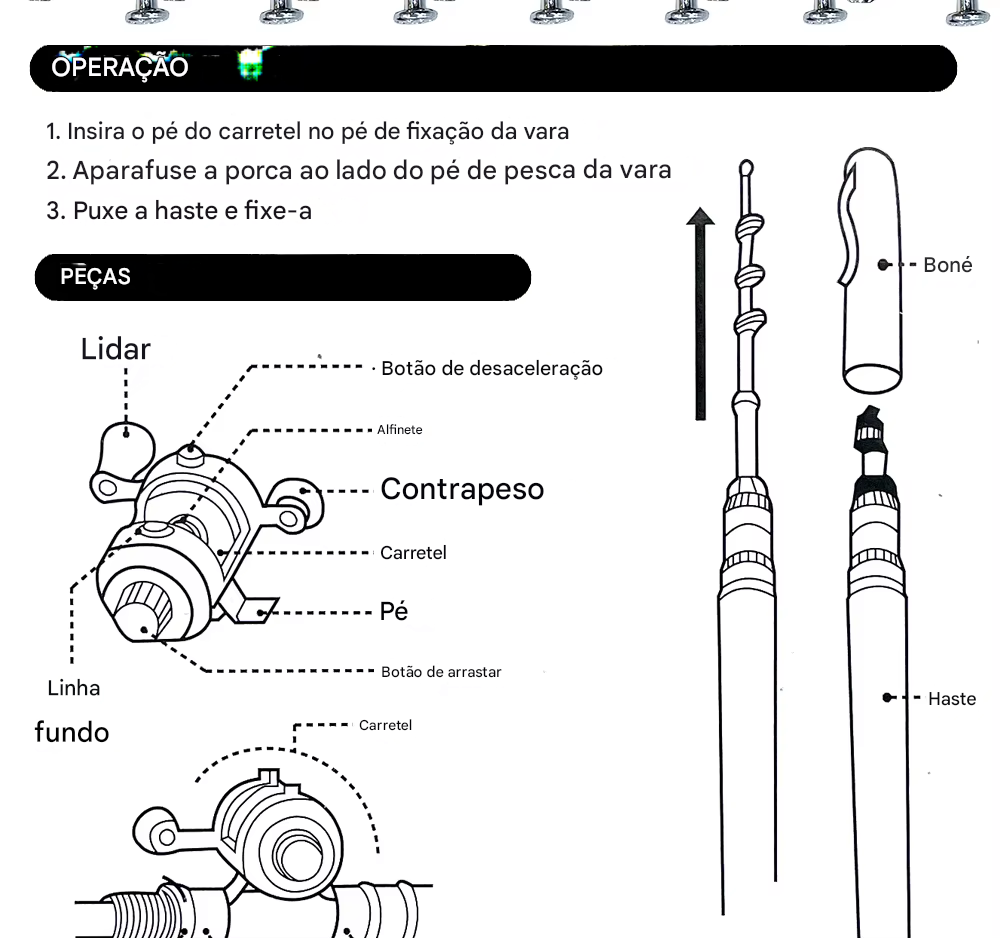 Mini Vara de Pesca Portátil – O Poder da Pesca na Palma da Sua Mão! 🎣