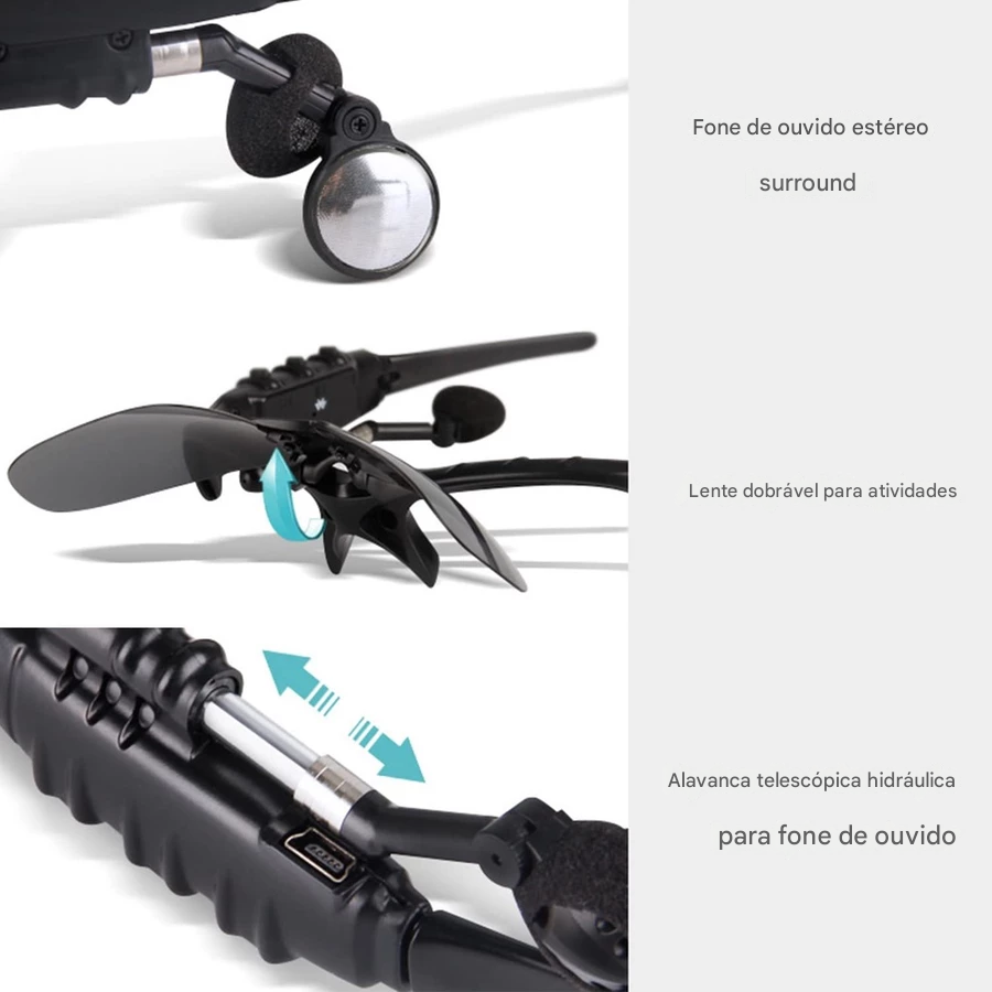 🕶️ Óculos de Sol Bluetooth 🎧✨