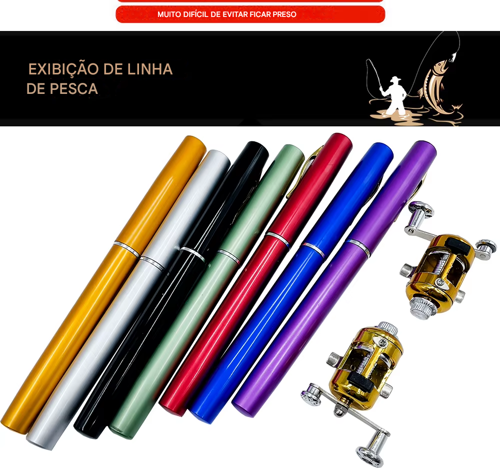 Mini Vara de Pesca Portátil – O Poder da Pesca na Palma da Sua Mão! 🎣