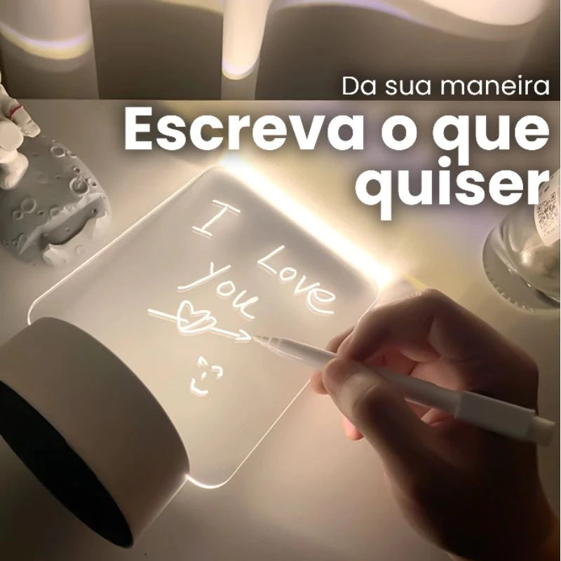 ✨ Luminária LED com Quadro de Anotações ✨